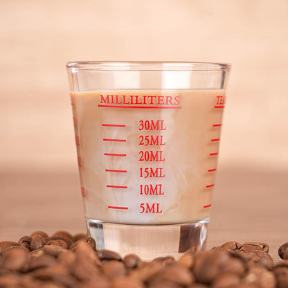Measuring cup Espresso Shot Glass Liquid Heavy Glass Wine Glass 26-Incremental Measurement 1oz, 6 Tsp, 2 Tbs, 30ml (2 pack-red)