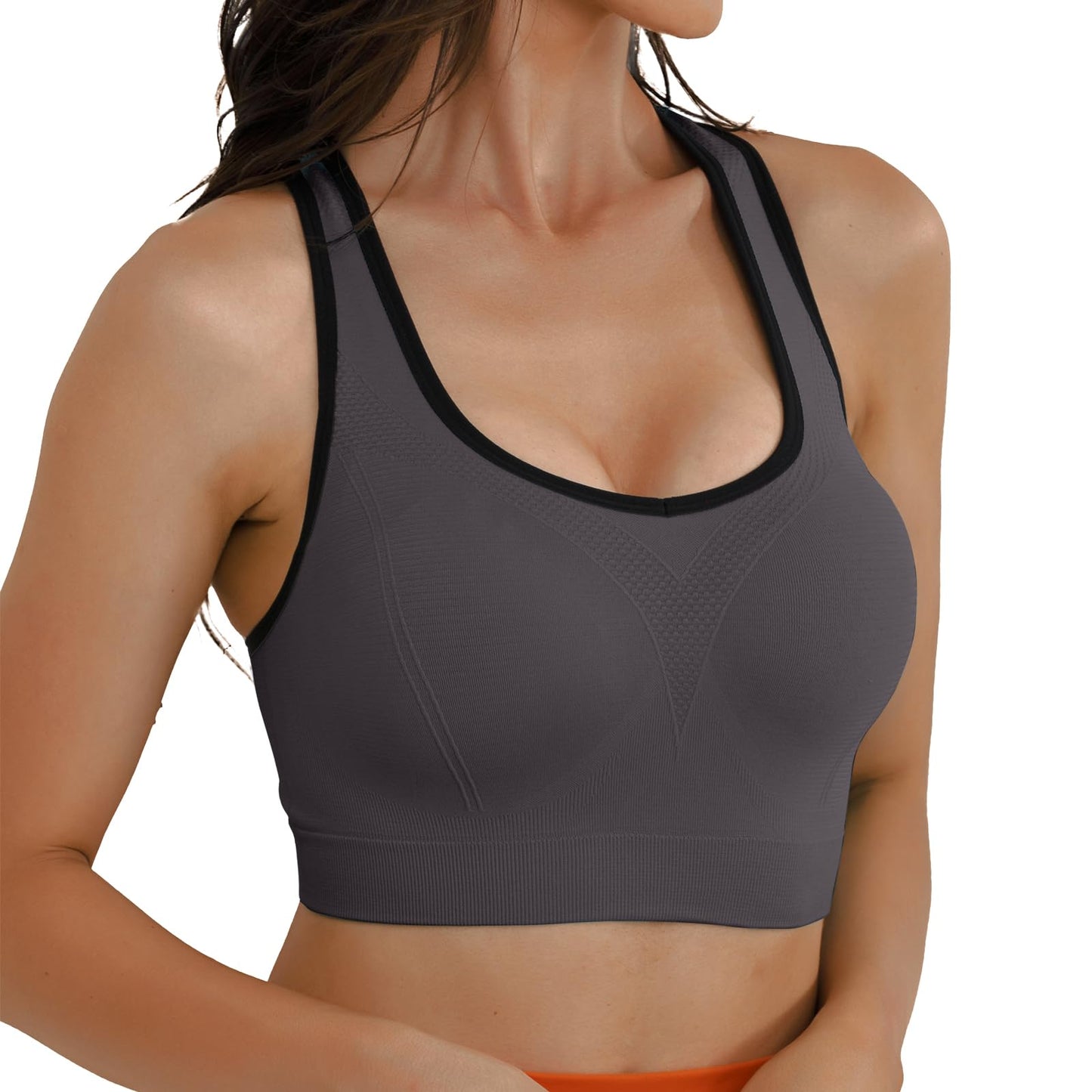 Match Racerback Sports Bras for Women – Padded Seamless Strappy Workout Tops for Yoga Gym Runing Fitness Sports Bras (1 Pack of 3(Green-Gray-Blue), X-Large)