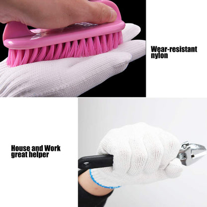 NRDBEEEC Hand Working Gloves Safety Grip Protection Work Gloves Men Women BBQ Thick Cotton (Pack of 6 Pairs)