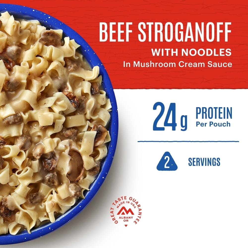 Mountain House Beef Stroganoff with Noodles | Freeze Dried Backpacking & Camping Food | 2 Servings