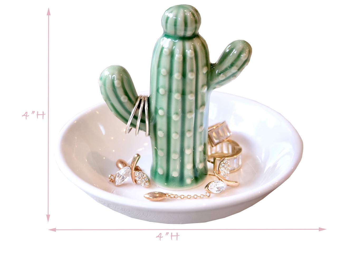 PUDDING CABIN Cactus Ring Holder Dish, Decorative Cactus Decor, Birthday & Christmas Gifts for Women & Girls