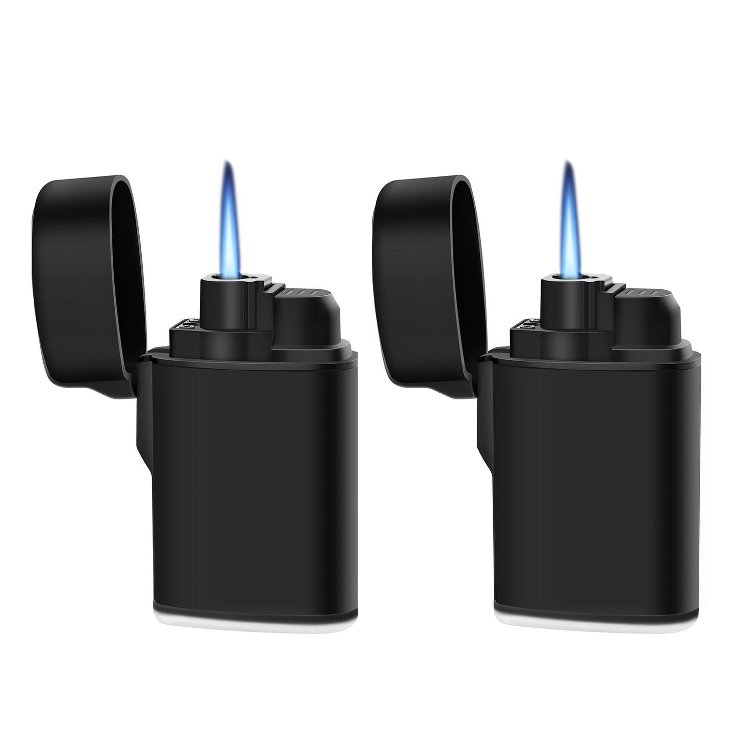 Navpeak Mini Torch Lighter Windproof Jet Flame Butane Refillable Pocket Lighter for Candles, Camping, Fireplaces, Gas Stove, BBQ & Survival Gear, Pack 2, Black Color (Butane not Included)