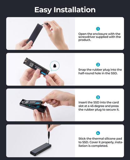 ORICO M.2 NVMe/SATA SSD Enclosure - USB 3.1 Gen 2 (10 Gbps) Support UASP for M.2 NVMe/SSD Size 2230/2242/2260/2280