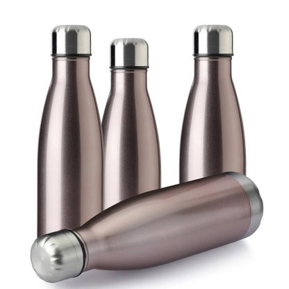 MEWAY 17oz Sport Water Bottle 4 Pack Vacuum Insulated Stainless Steel Leak-Proof Double Wall Cola Shape Water Bottle,Keep Drinks Hot & Cold(Rose Gold,4 Pack)