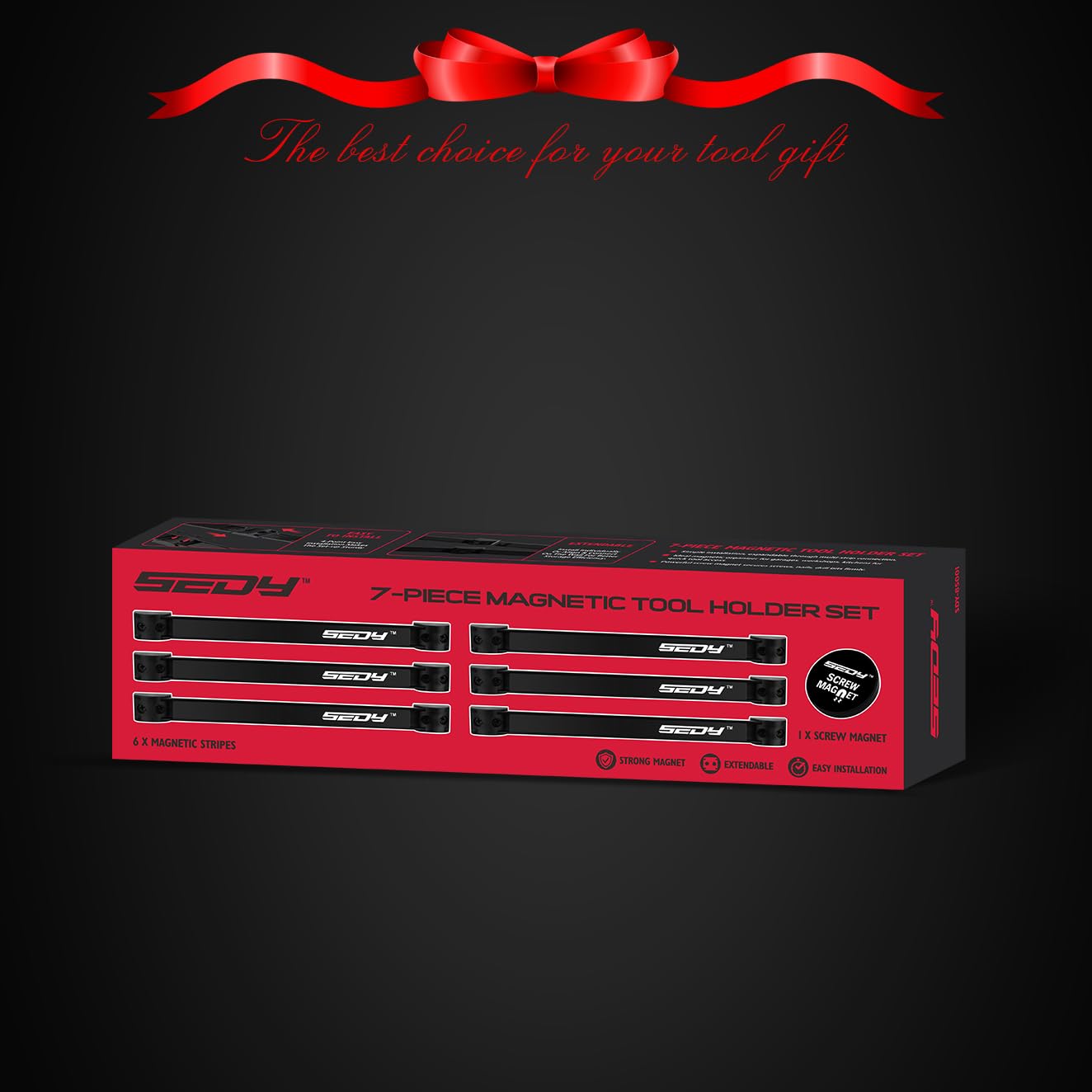 Magnetic Tool Holder Storage Organizer: 7-Piece Garage Wall Mount Rack Organization Strip Power Magnet Organizers Mounted Workbench Board Slatwall Van Hanger