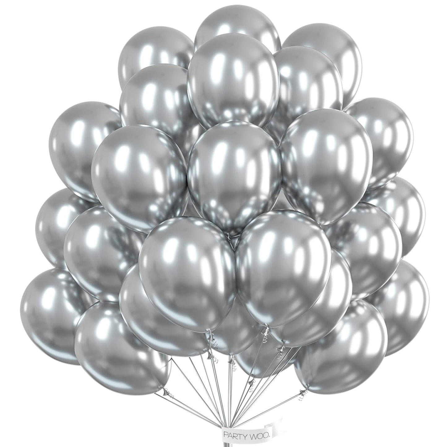PartyWoo Metallic Silver Balloons, 50 pcs 12 Inch Silver Metallic Balloons, Silver Balloons for Balloon Garland or Arch as Wedding Decorations, Birthday Decorations, Party Decorations, Silver-G102