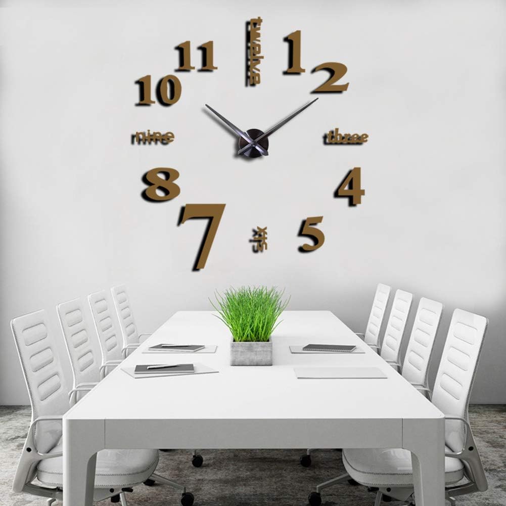 FASHION in THE CITY New 3D DIY Mirror Surface Wall Clocks Modern Design Living Room Decorative Wall Watches … (Coffee)