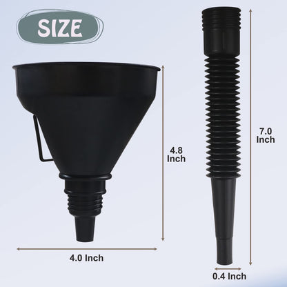 Plastic Oil Funnels for Automotive Use Set of 5, Large Flexible Fuel Funnel with Hose for Gas Transfer, Gasoline Funnels for Cars Boat Canning and Bottle