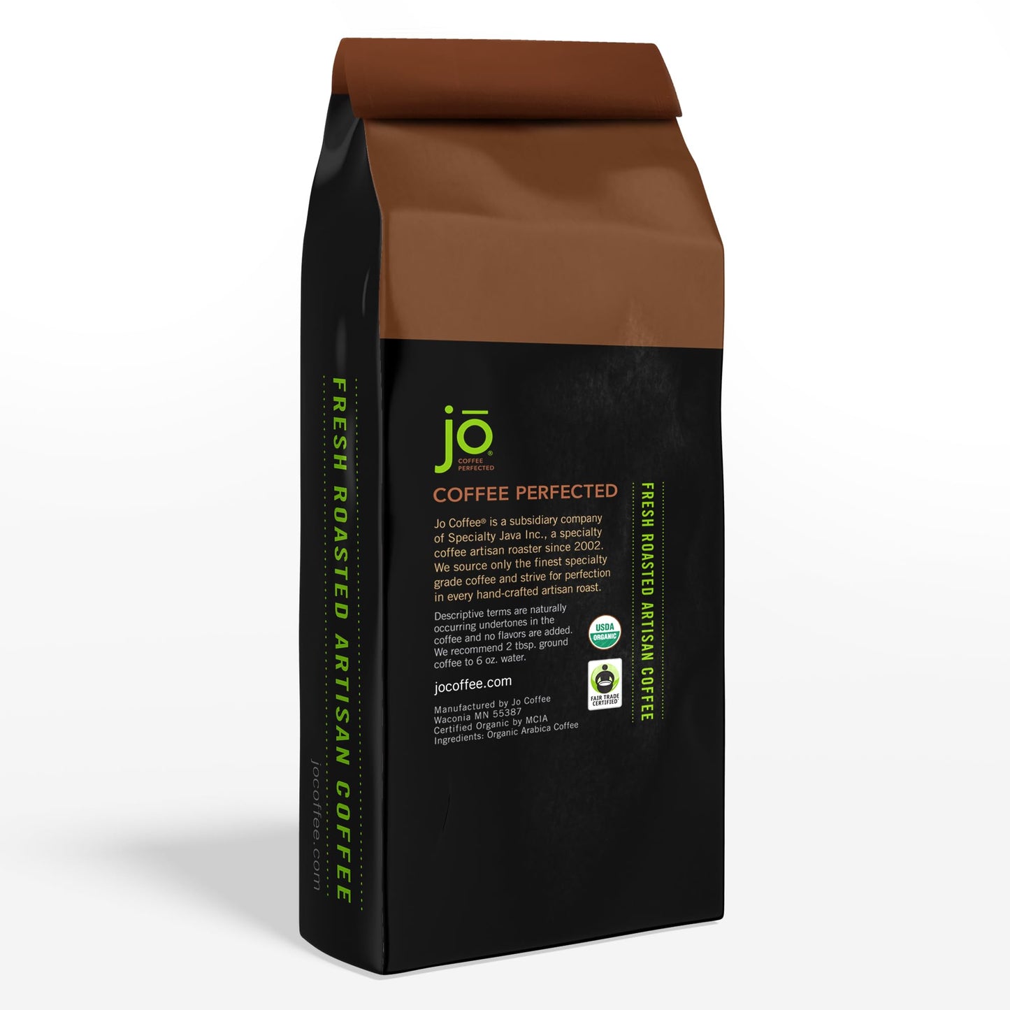 NO FUN JO DECAF: 10 oz, Organic Decaf Ground Coffee, Swiss Water Process, Fair Trade Certified, Medium Dark Roast, 100% Arabica Coffee, USDA Certified Organic, NON-GMO, Chemical & Gluten Free