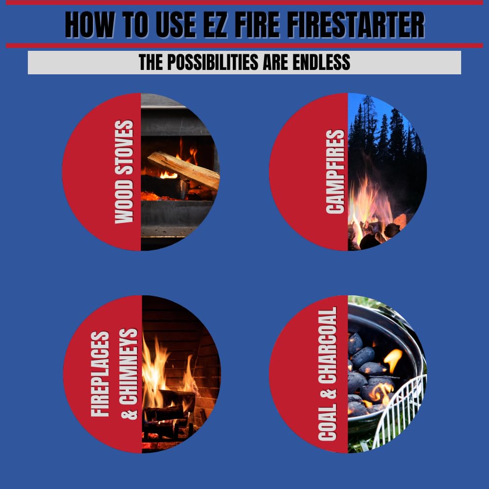 Naturally Occurring, Reliable, All Purpose, Easy-to-Use Fire Starter for Wood Stoves, Fireplaces, Campfires, and Bonfire – Waterproof, Windproof, Safe, Clean, Odorless | 50 Pack