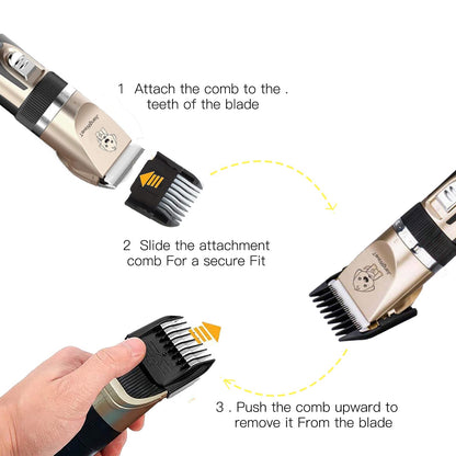 JiangWaveT Dogs Hair Trimmer, Dogs Shaver Clippers Grooming Kit - Low Noise Cordless Rechargeable Dog & Cat Horses Clippers, Heavy Duty, Quie