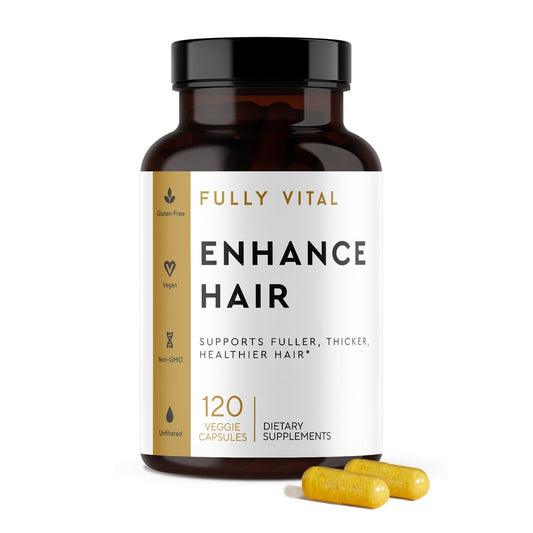 FullyVital Hair Growth Supplement for Women, Ages 35 and Up, Science-Backed Hair Vitamins for Thicker, Fuller Hair with Biotin, Saw Palmetto - Dermatologist Recommended (1 Month Supply, Vegan)