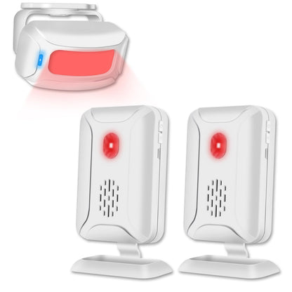 GREENCYCLE Door Sensor Chime, Motion Detector Alarm, Commercial Door Bells for Business Entry, Home Security Alert (918 Feet, 36 Tunes, 4 Volume Levels, LED Indicators), 2Receiver1Infrared Transmitter