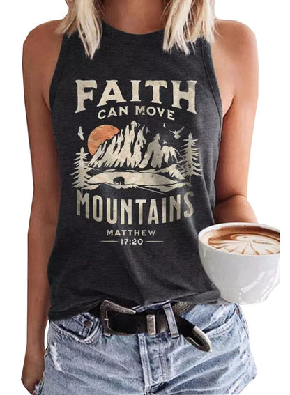 JMFXB Faith Can Move Mountains Matthew Tank Tops Women Outdoor Hiking Shirt Tops Adventure Sleeveless Camping Tank Tops (S,Dark Grey)