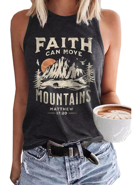 JMFXB Faith Can Move Mountains Matthew Tank Tops Women Outdoor Hiking Shirt Tops Adventure Sleeveless Camping Tank Tops (S,Dark Grey)