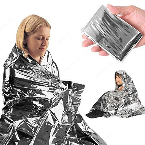 HealthyLine Thermal Foil Emergency Blankets (50 Pack) – Mylar Space Blanket for Heat Retention, Waterproof & Windproof, Lightweight Survival Gear for Outdoors, Camping, First Aid, and Sauna Use