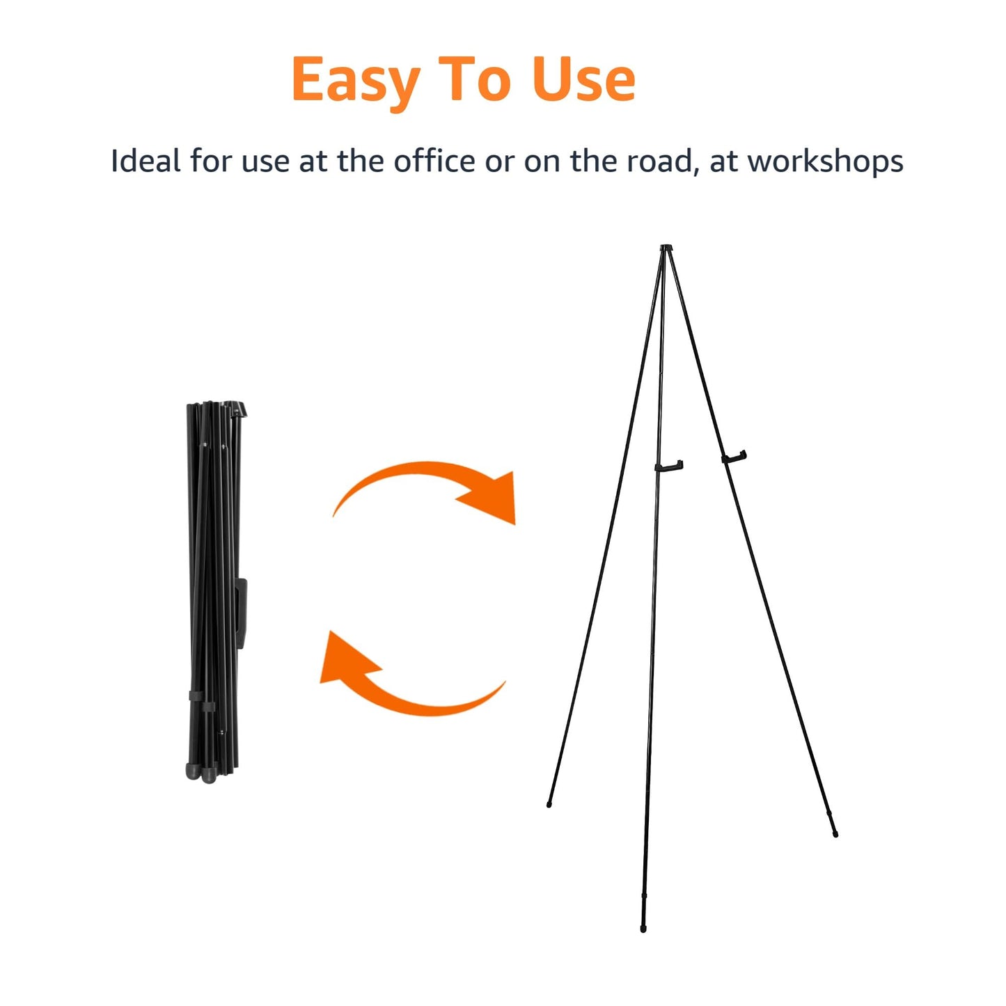 Amazon Basics Easel Display Stand, Instant Floor Poster, Lightweight, Collapsible and Portable with Tripod Base, Black Steel (supports 5 pounds)