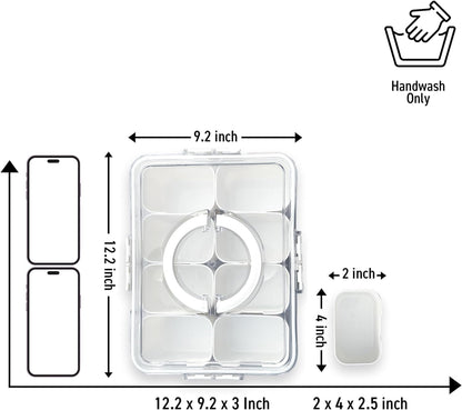 HRXFOZ Divided Serving Tray with Lid and Handle,8 Compartments Snacks Box,Snack Fruit and Veggie Tray,Portable Platter for Candy Fruits Nuts Snack Party Entertaining Picnic (1 PCS)