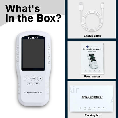 8-in-1 Indoor Air Quality Monitor, Formaldehyde Detector, Temperature & Humidity Meter, Sensor, Tester Detect PM2.5, CO, CO2, HCHO,TVOC,AQI Micron Dust, Home Air Test Kits