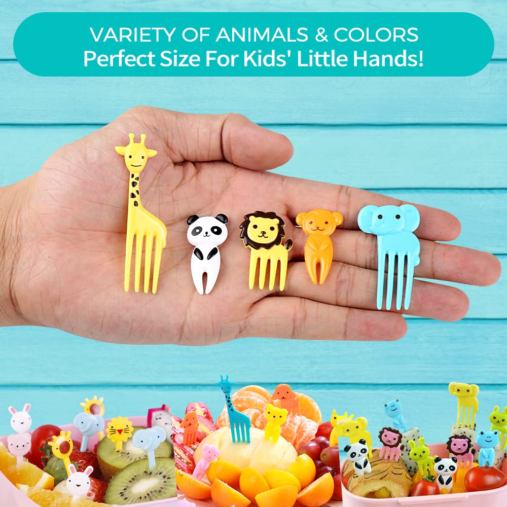 156PCS Animal Food Picks for Kids Bento Box Accessories, FATLODA Fun Kid Food Picks, Cute Fruit Toothpicks for Kids Lunch Accessories, Reusable Lunchbox Pick for Kid Toddler