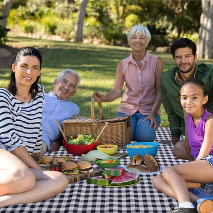 PUPOPIK Outdoor Picnic Blanket, XL Foldable Waterproof Sand Beach Mat, Extra Large 80x80in for Beach Camping Hiking Travel Family Concerts Portable Beach Blankets（Darke Blue）
