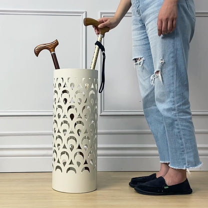 Mango Steam Tall Round Umbrella Holder 21.75 Inches Tall (Peacock White)