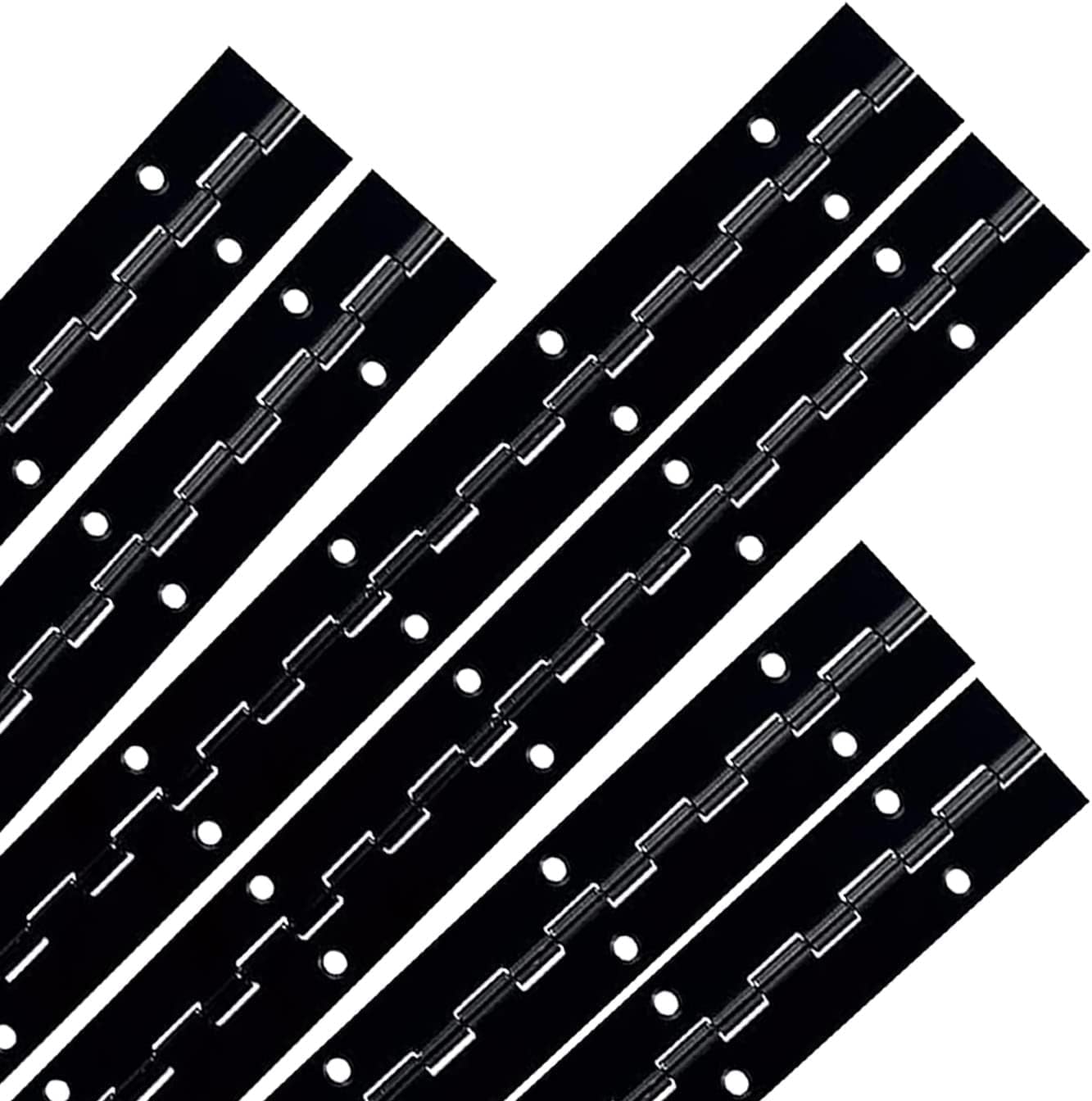 6Packs BlackContinuous & Piano Hinge, 12'' Heavy Duty Door Hinges with Holes, Stainless Steel Piano Hinge for Mailbox, Wood Furniture Tool/Storage Boxes, Cabinets Door, Piano