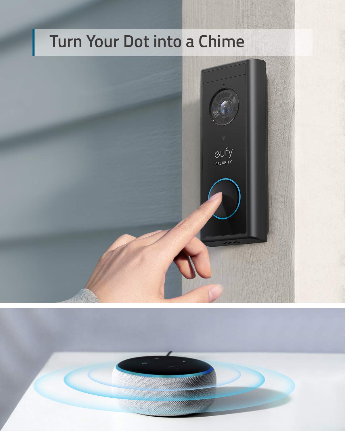 Eufy Security, Wireless Video Doorbell (Battery-Powered) with 2K HD, No Monthly Fee, On-Device AI for Human Detection, 2-Way Audio, Simple Self-Installation (Renewed)