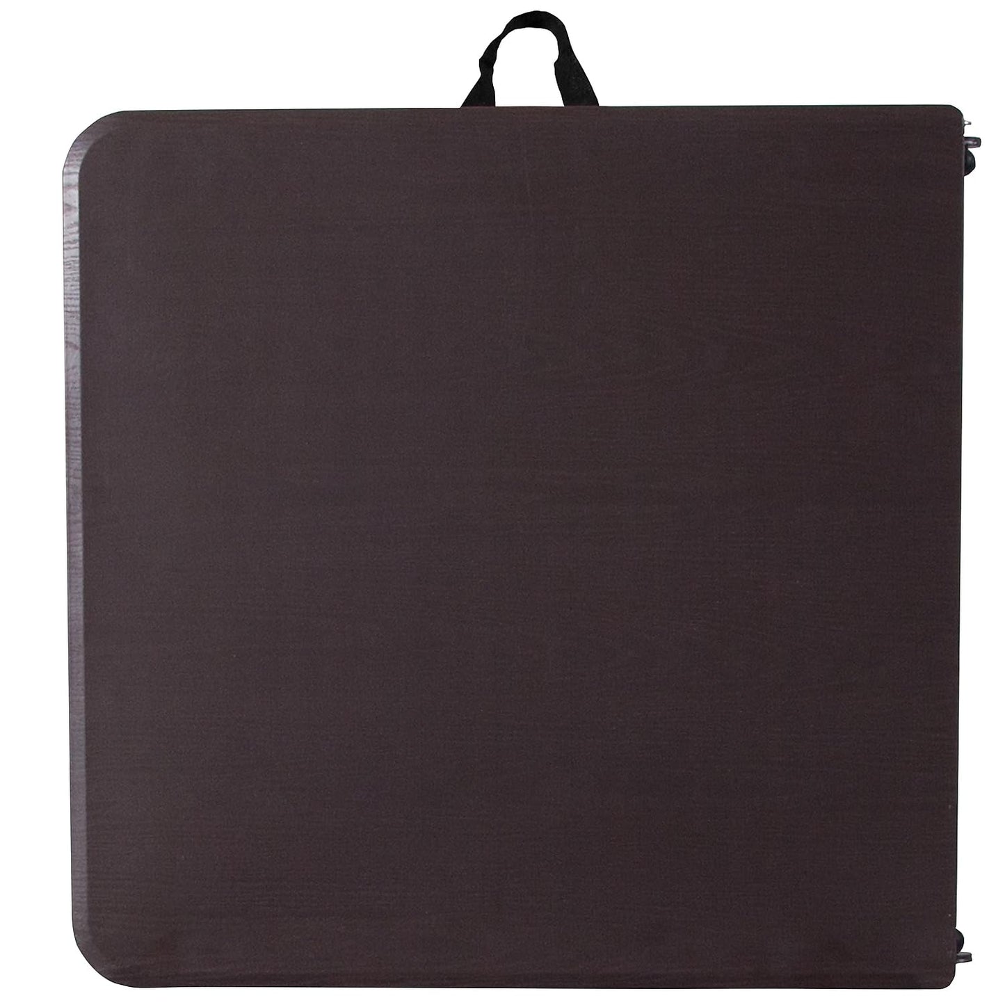 Flash Furniture Mills 4-Foot Height Adjustable Bi-Fold Brown Wood Grain Plastic Folding Table with Carrying Handle