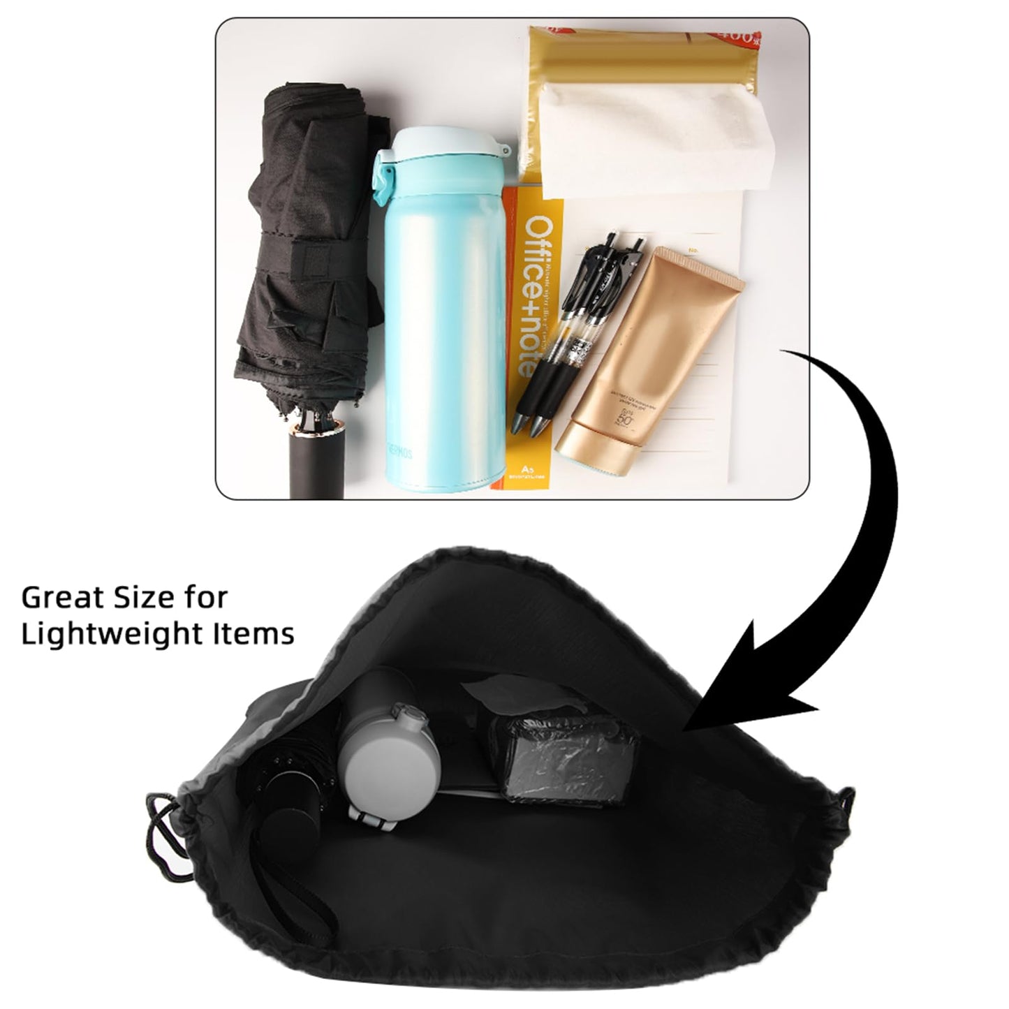 GoodtoU Nylon Backpacks - Drawstring Bags for Sport, Traveling, Team (Black, 128Pcs)