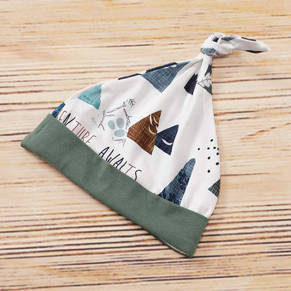 AMAWMW Newborn Baby Boys Girls Cartoon Sleeper Gown Long Sleeve Mountain Nightgown Hat Outfits (Cartoon Mountain, 0-6 Months)