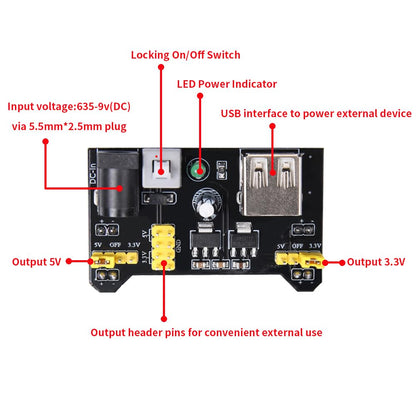 REXQualis Electronics Basic Kit w/Power Supply Module, Breadboard, Jumper Wire, LED,Resistor, comes with more than 300pcs sensors and components for fun and simple electronic projects.