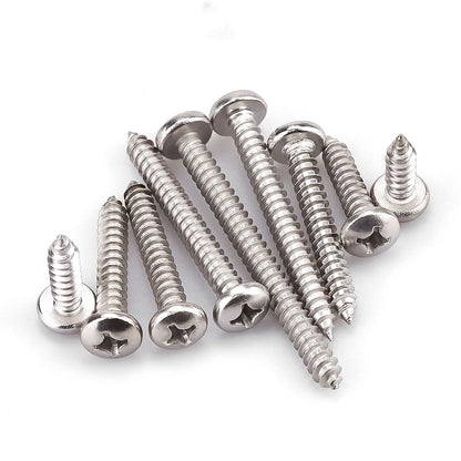 #8 x 1/2" (100 Pack) Stainless Steel Phillips Pan Head Wood Screws, Stainless Steel 304 (18-8), Pan Head Sheet Metal Screws Self Tapping for Wood