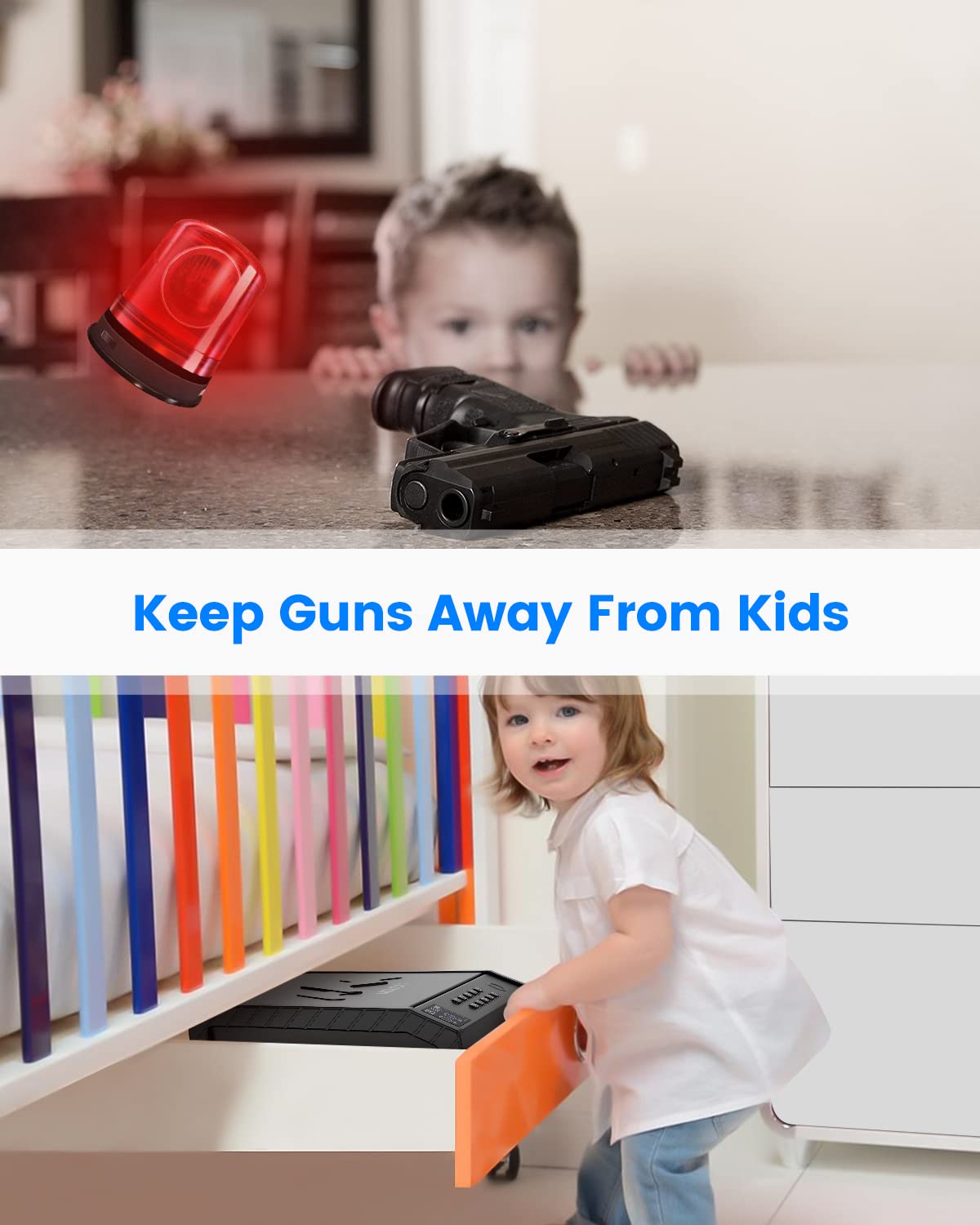 MOLICAR Gun Safe, Biometric Gun Safes for Handgun with LCD of Temp Humidity Battery, USB-C Port, Fingerprint Quick Access Pistol Safe for Home Bedside Nightstand Car