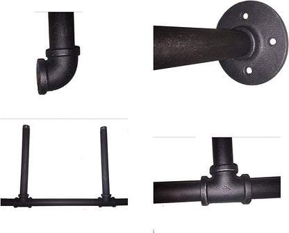 (77"Tall,14"Deep,3pcs) Industrial Retro Wall Mount Iron Pipe Shelf,DIY Open Bookshelf,Hung Bracket,Home Improvement Kitchen Shelves,Tool Utility Shelves, Office Shelves, pipe shelving