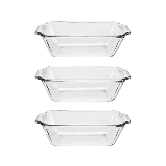 Anchor Hocking Glass Bread Pan, 1.5 Quart Loaf Pan, Set of 3