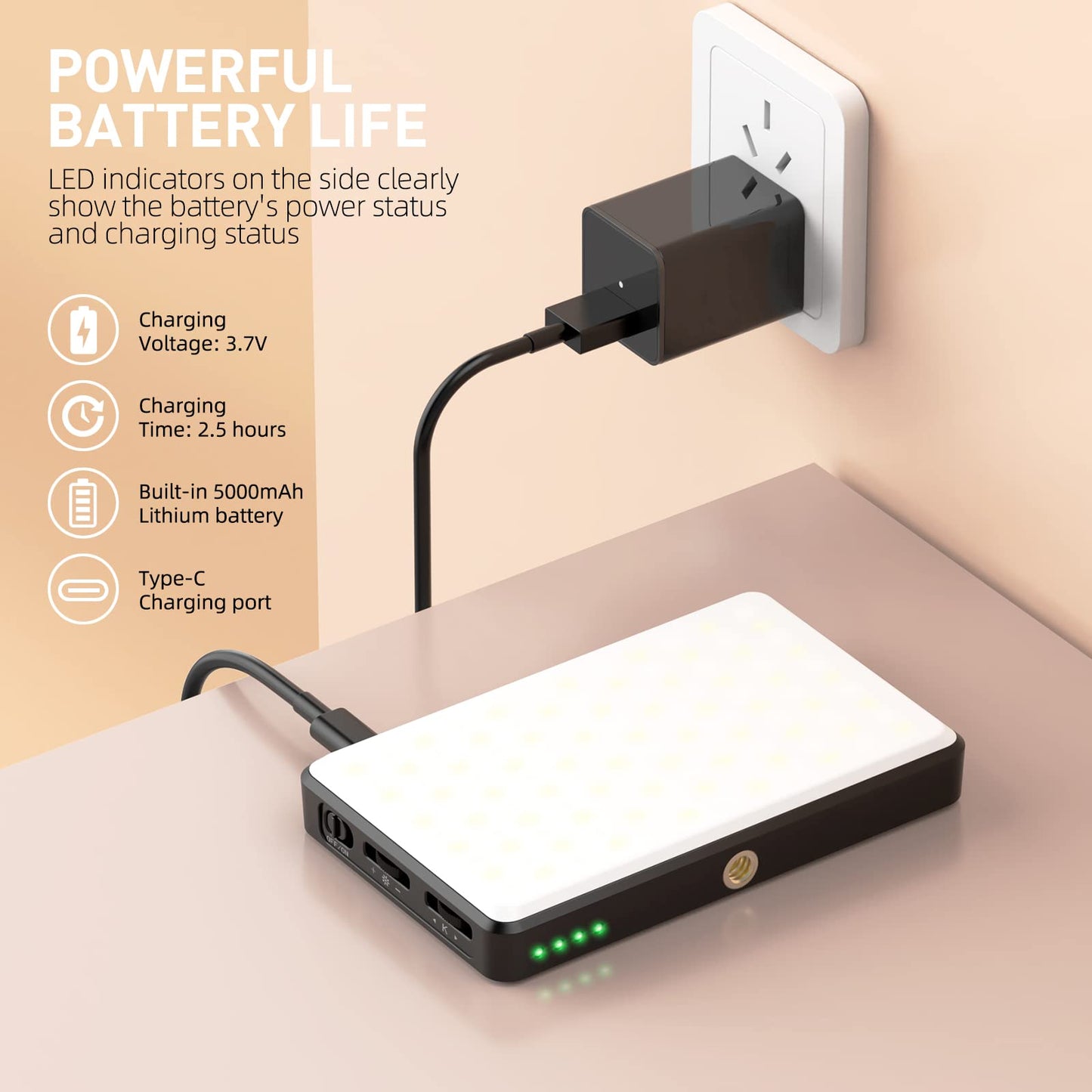 Meixitoy 120 LED Phone Light, Selfie Light for iPhone, 5000Mah Rechargeable Clip Video Light for Phone, Camera, Laptop, iPad, Adjusted 3 Lights Modes for Selfie, Video Conference, TikTok, Vlog (Black)