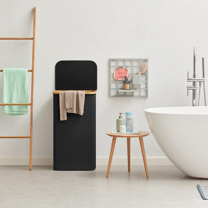 Lifewit 100L Laundry Basket with Lid, Clothes Hampers for Laundry with Bamboo Handles and A Removable Bag, Large Foldable Laundry Hamper for Bedroom, Bathroom, Dorm, Laundry Room, Black