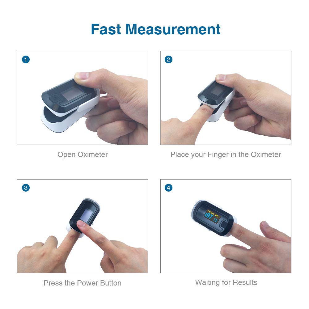 mibest OLED Finger Pulse Oximeter, O2 Meter, Dual Color White/Black