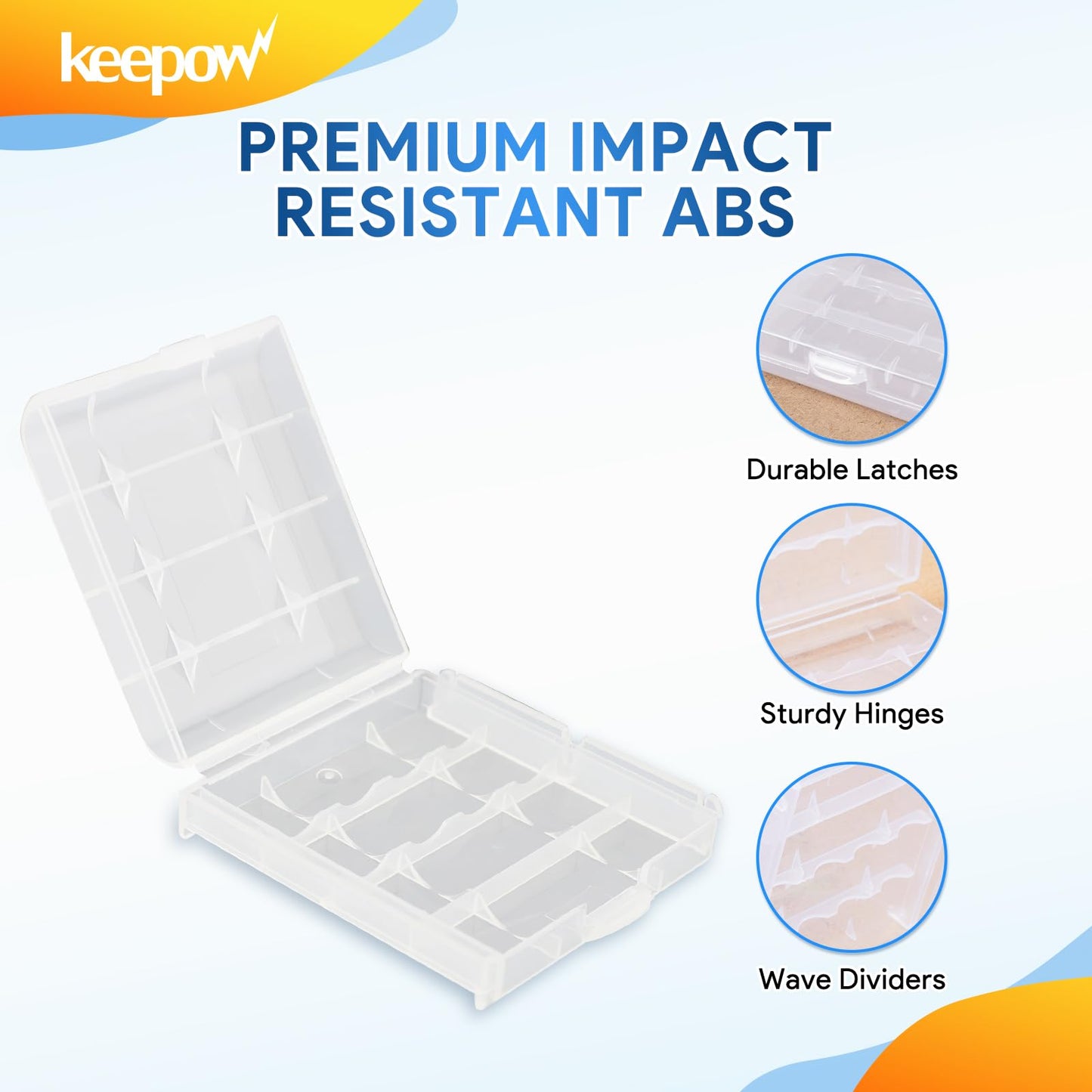 KEEPOW 24 Pcs AA/AAA Battery Storage Case Holder Box, Clear Color