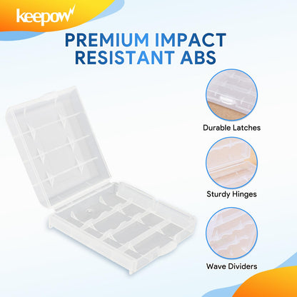 KEEPOW 24 Pcs AA/AAA Battery Storage Case Holder Box, Clear Color