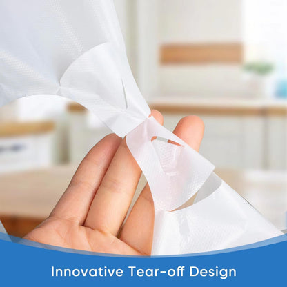 LimonLaviu Plastic Bags with Handles - 310 Count, 25 Mic/1 Mil Strong White T Shirt Bags for Small Business, Restaurants - 11.5'x 6.5" x 21'