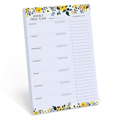 Minimalmart Weekly Magnetic Meal Planner Notepad - Food Planning Organizer and Grocery List Pad, Premium 52 Pages, with Tear Away Perforated Shopping List