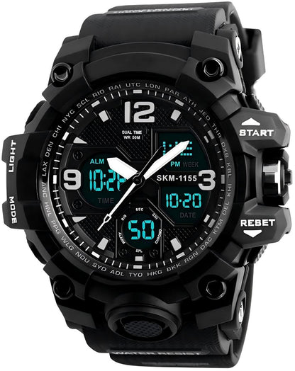 LYMFHCH Men's Analog Sports Watch, LED Military Digital Watch Electronic Stopwatch Large Dual Dial Time Outdoor Army Wrist Watch Tactical