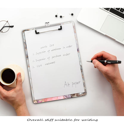 Hongri Wooden Clipboard, Fashion Design Clip Board for Classroom Students,Teacher, Women, Kids, Cute Custom Pattern, Standard Letter Size 9 x 12.5 in with Low Profile Metal Clip, Black Red Marble