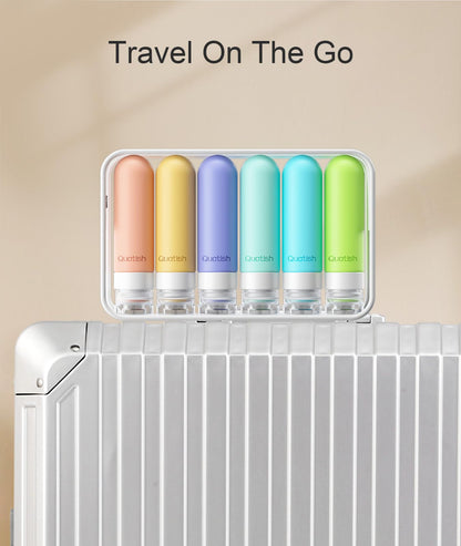 Quatish Travel Bottles for Toiletries 6 Pack, Original Patented Leakproof 3 oz Tsa Approved Travel Size Containers, BPA Free Silicone Shampoo and Conditioner Bottles, Camping Essentials