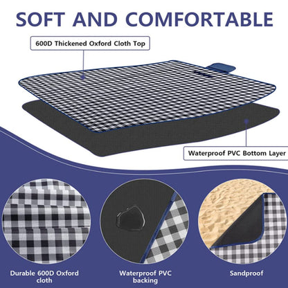 PUPOPIK Outdoor Picnic Blanket, XL Foldable Waterproof Sand Beach Mat, Extra Large 80x80in for Beach Camping Hiking Travel Family Concerts Portable Beach Blankets（Darke Blue）