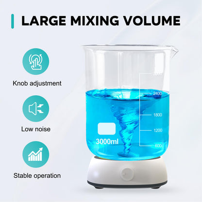 LAB FISH Laboratory Magnetic Stirrer 2000PRM Magnetic Mixer Max Stirring 3000ml Capacity Stir Plate with Stir Bar Egg for Lab and Homebrew