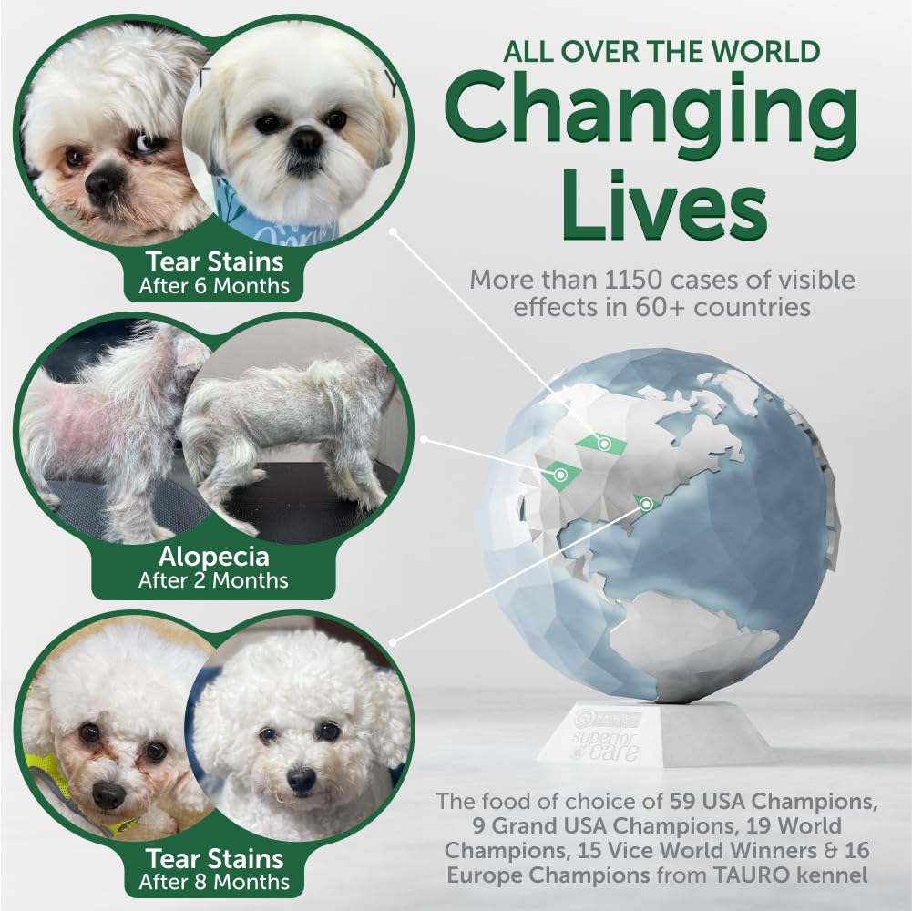 Nature's Protection Superior Care White Dogs Grain-Free Dry Dog Food - High Protein, Tear Stain Dog Food for All Breeds Light Coated Puppies, Fresh Pet Meal, White Fish, 22 lb