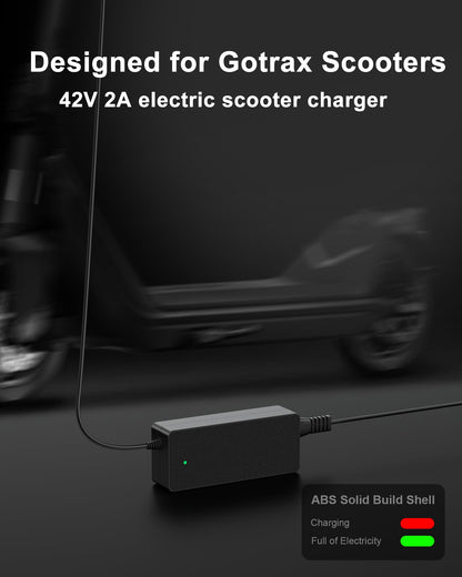 42V 2A for Gotrax Electric Scooter Charger – Compatible with GoTrax GXL V2, Apex, XR Ultra, for Go Trax Electric Scooters with 36V Lithium Battery - Round DC Plug (Not 3-Prong or XLR)